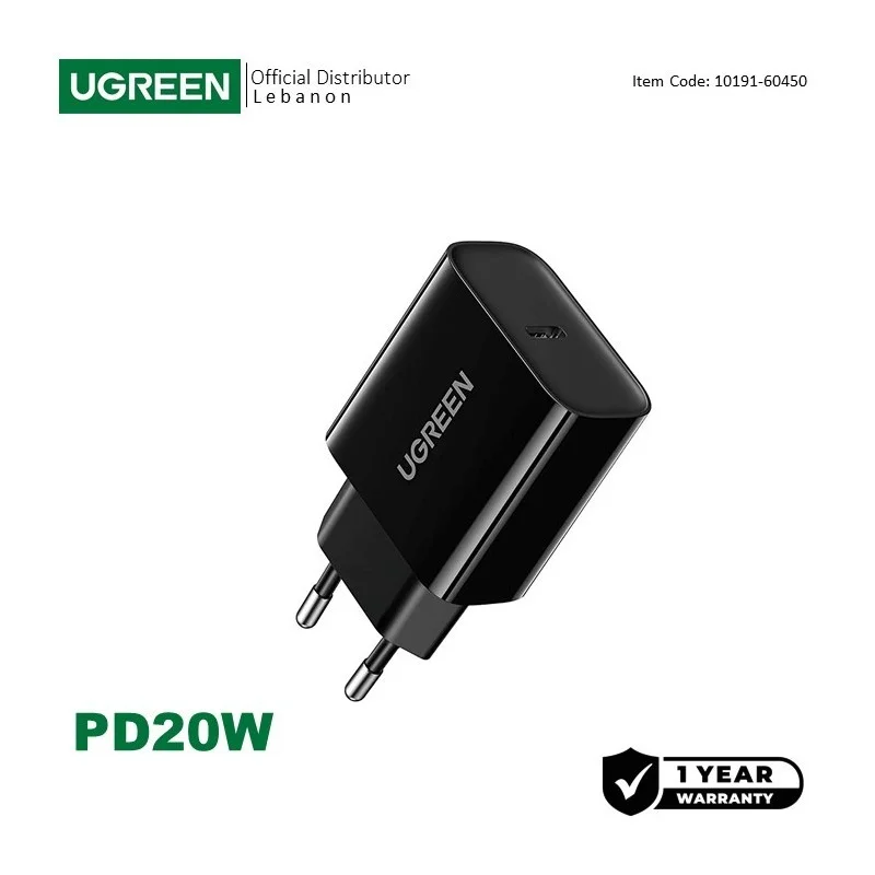 UGREEN 20W USB-C Smart & Fast Charger for Phones, Tablets & Ipads