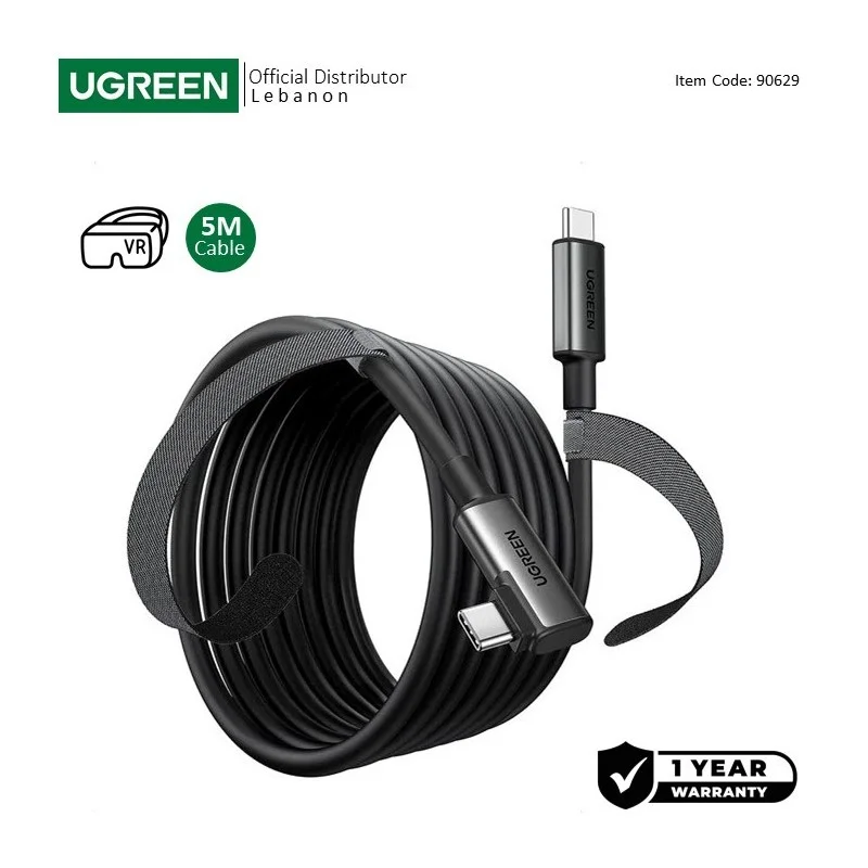 UGREEN Angled USB-C to USB-C VR Link Cable, Compatible with Oculus Quest 2, Pico 4 and PC/Steam VR