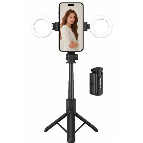 PLOKAMA LIVE-M5 3-in-1 Mini Gimbal Style Wireless Selfie Stick Tripod with Bluetooth Remote for Mobile Photography