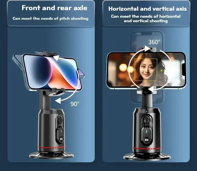 Selfie Stick Tripod 360 Auto Face Tracking Black, Q02