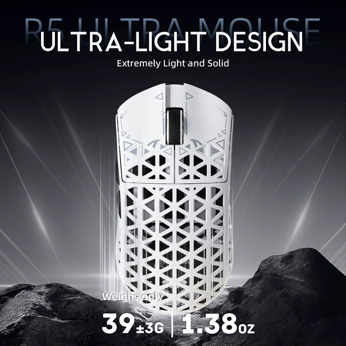 Attack Shark R5 Ultra Tri-Mode Gaming Carbon Fiber Shell 39g Black Mouse