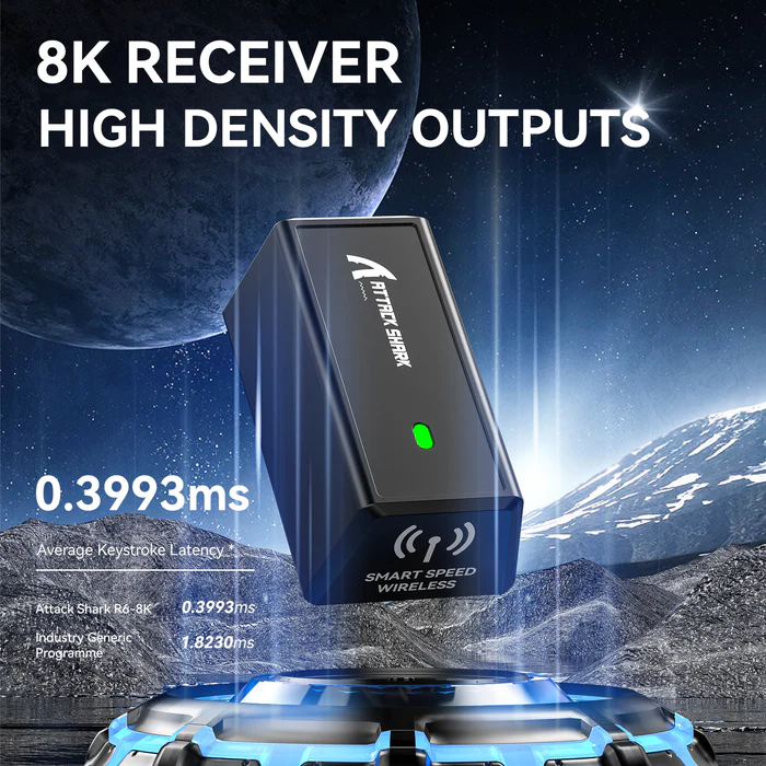 Attack Shark R6 Tri-Mode 8K Gaming Mouse,39G Ultra-Lightweight