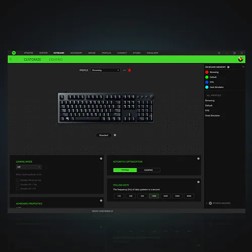 Razer Huntsman V2 TKL Tenkeyless Gaming Keyboard - Ergonomic Wrist Rest
