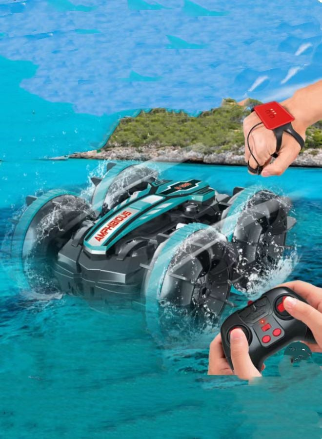 Double Remote Control Amphibious Stunt Car - Sand & Water RC Toy with Flipping, Rotating