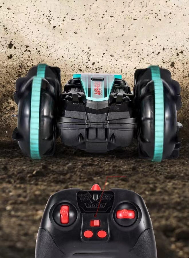 Double Remote Control Amphibious Stunt Car - Sand & Water RC Toy with Flipping, Rotating