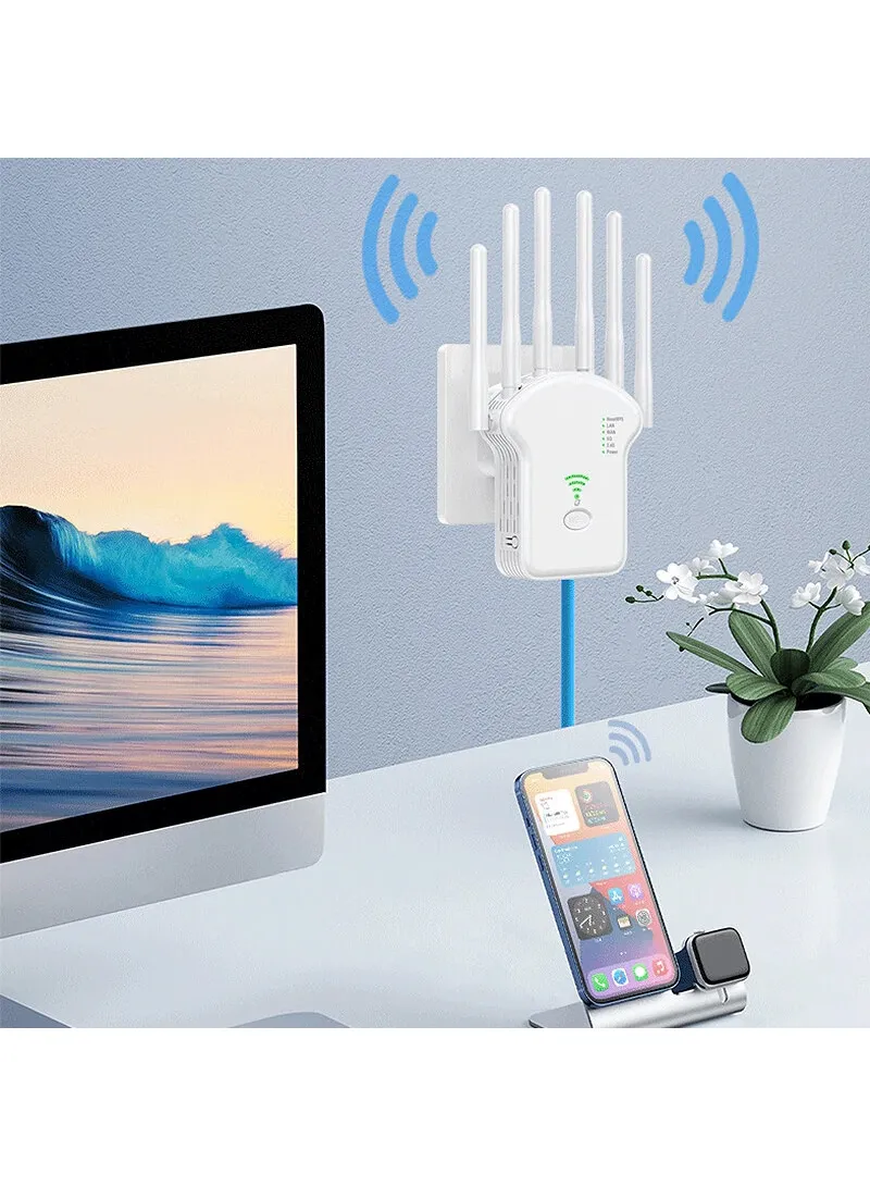 300Mbps 6 antenna 3-in-1 WiFi Repeater Router Enhance Wireless Signals Dual-Band Extender U13 EU Plug