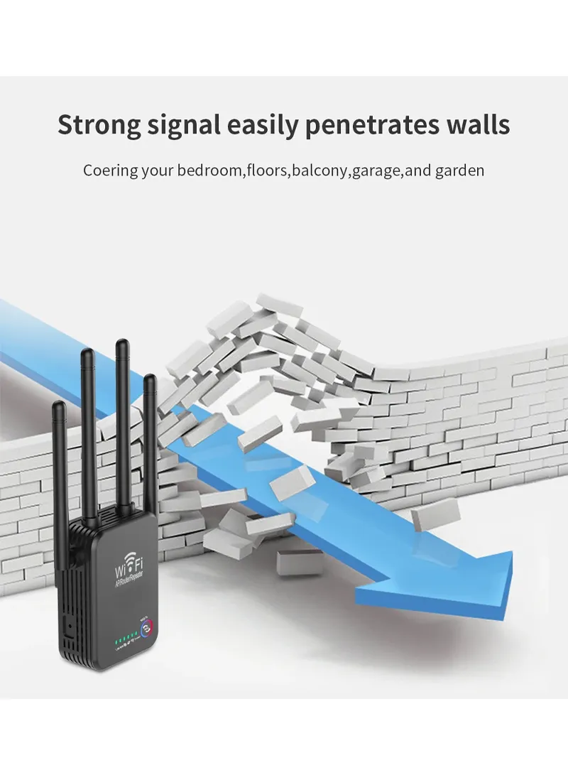 1200Mbps 4 antenna 3-in-1 Mini Size WiFi Repeater Router Enhance Wireless Signals Dual-Band Extender U7 EU Plug