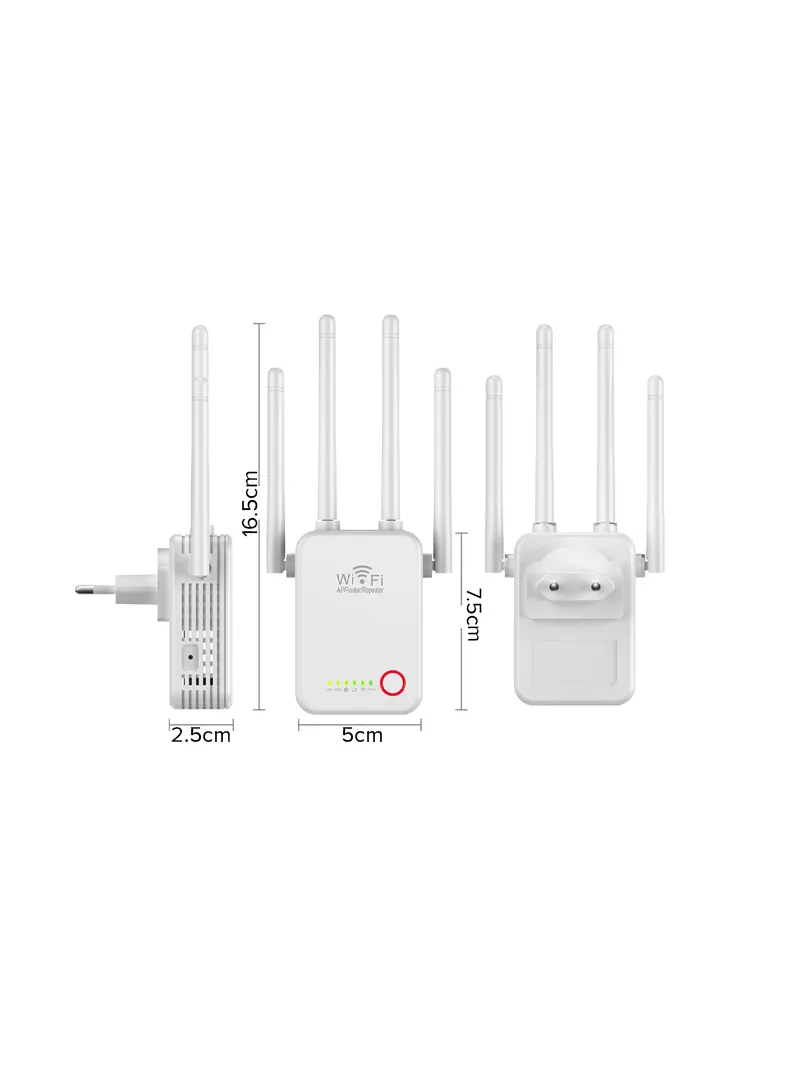 1200Mbps 4 antenna 3-in-1 Mini Size WiFi Repeater Router Enhance Wireless Signals Dual-Band Extender U7 EU Plug