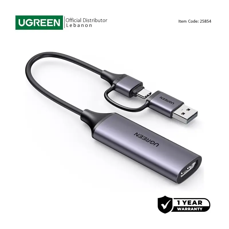 UGREEN Full HD 1080P 60FPS Capture Card HDMI to USB A/Type C
