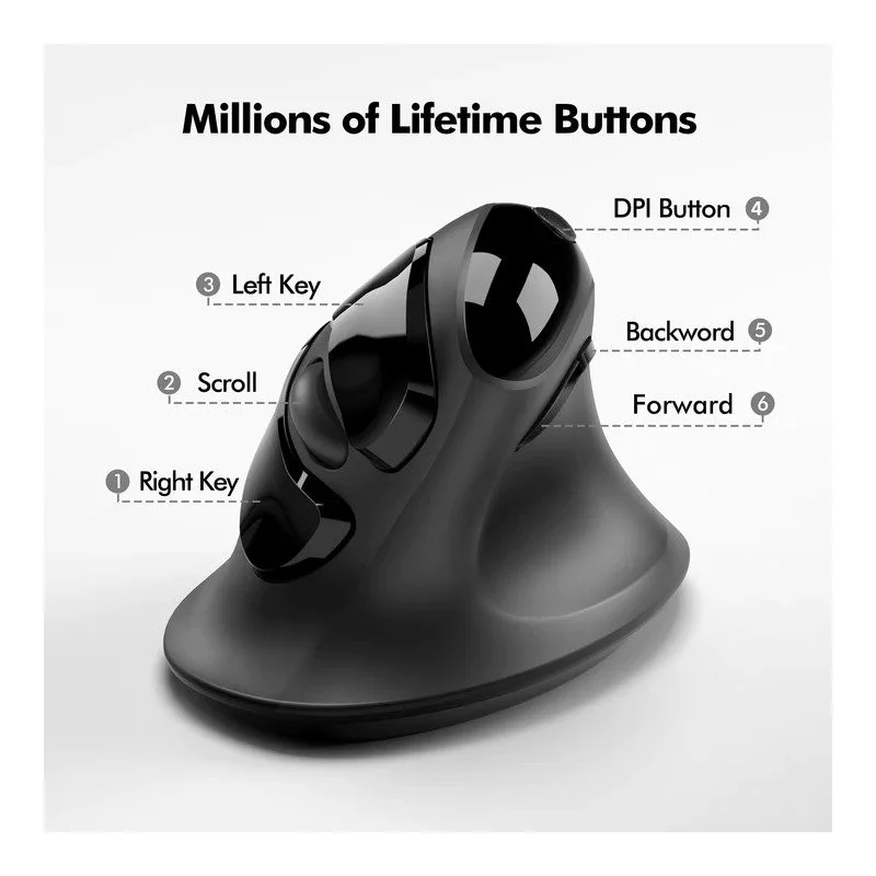 Micropack Speedy Pro MP-V03W, Vertical Wireless Mouse, 1600 Dpi, Dual Receiver USB-A + USB-C, Connect and switch Up To 2 Devices