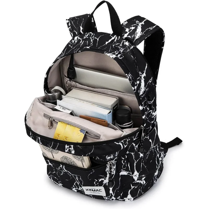 Kinmac Backpack KMB437 Black Marble, Fashion Design, High Quality, Soft Interior Lining & Water-resistant