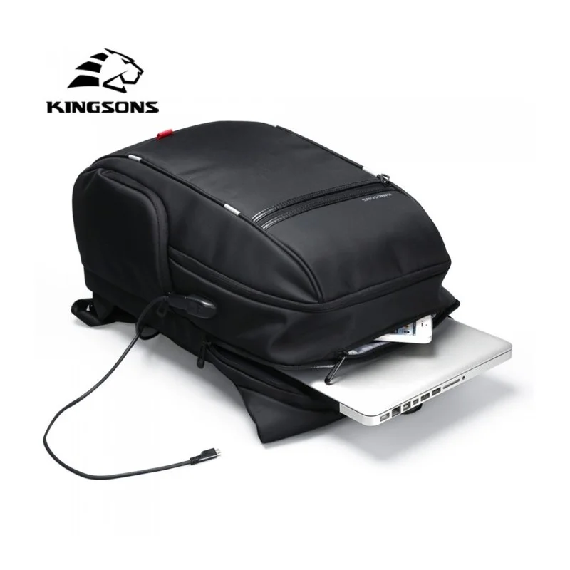 Kingsons Large & Multifunctional Design Backpack KS3140W Black, Water-resistant, shock-resistant, Ergonomic Design