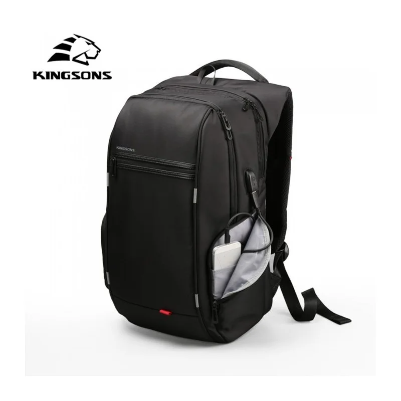 Kingsons Large & Multifunctional Design Backpack KS3140W Black, Water-resistant, shock-resistant, Ergonomic Design