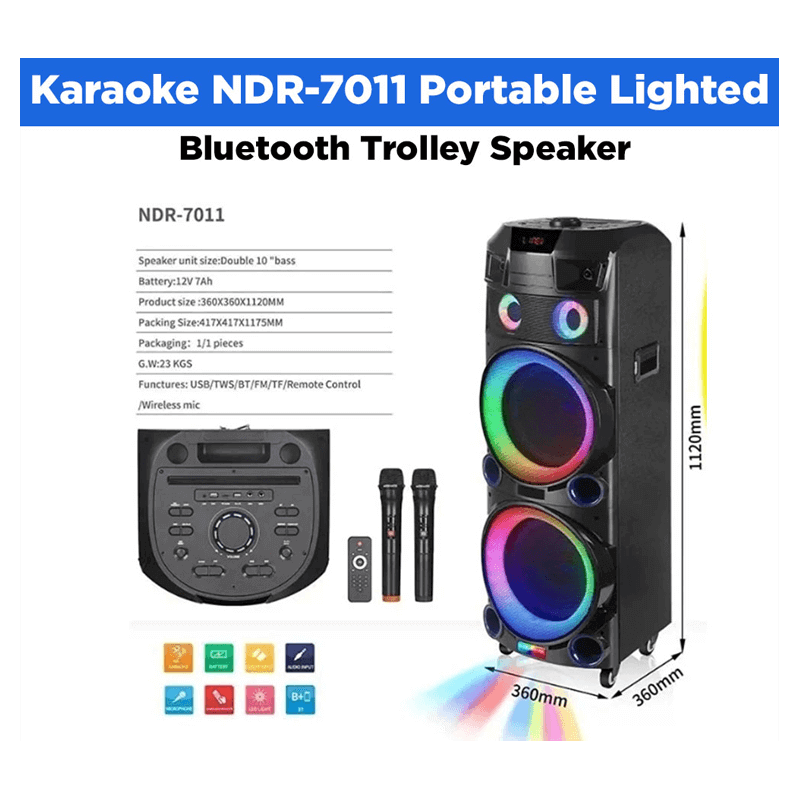 Board-x Speaker Karaoke HTM-7011 2x10 Inch, 2 Microphones