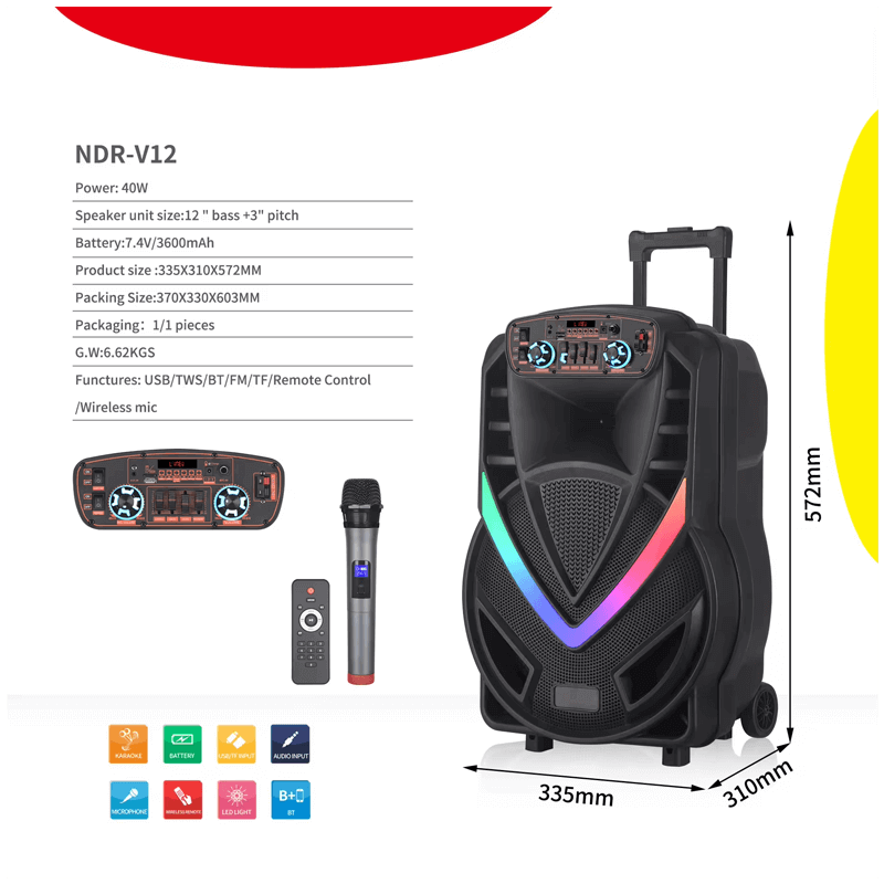 Board-x Speaker Karaoke NDR-V15 15 Inch, 1 Microphone