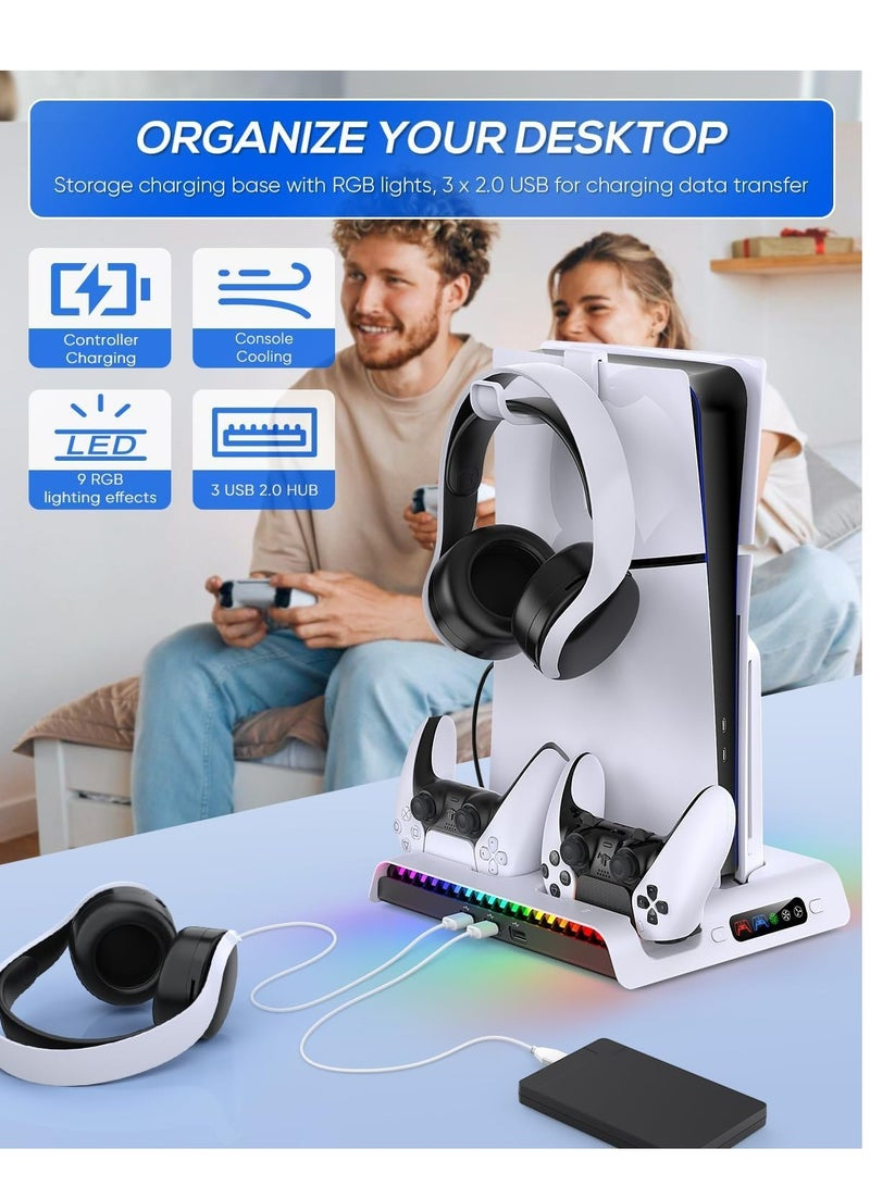 Ipega Vertical Stand for PS5 (cooling fan + charging dock + headset holder + RGB light)