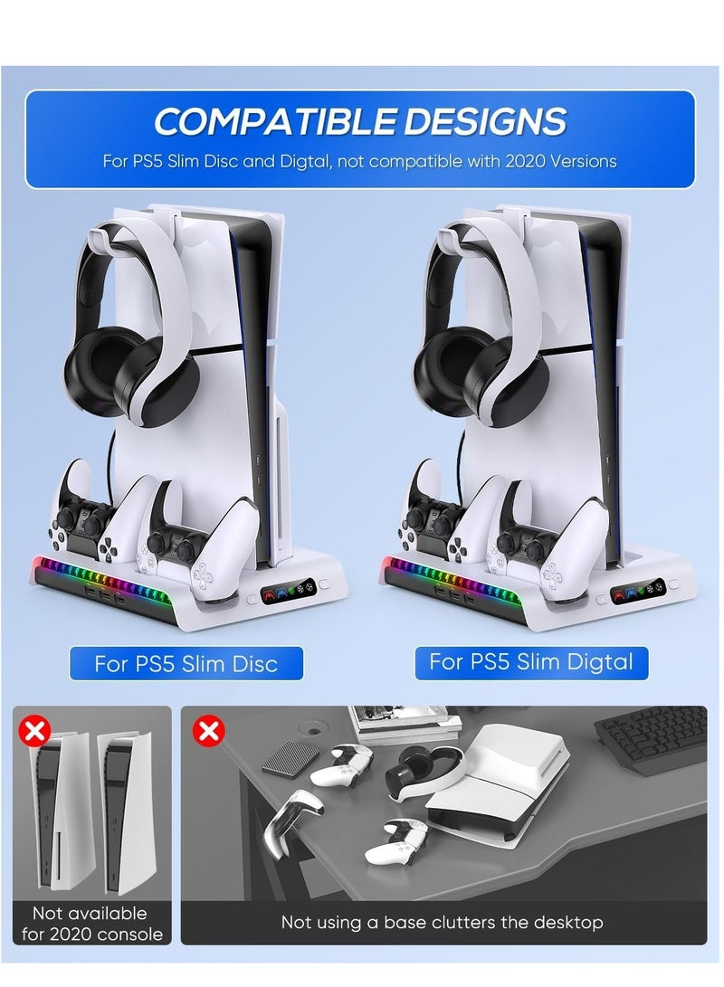 Ipega Vertical Stand for PS5 (cooling fan + charging dock + headset holder + RGB light)