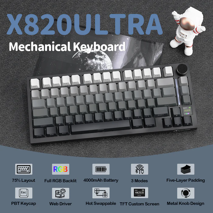 ATTACK SHARK X820Ultra Tri-mode Gasket Mechanical Keyboard