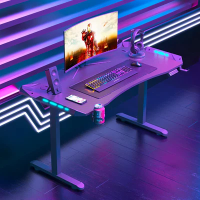 AY Ergonomic manual height adjustable RGB gaming sit-stand desk