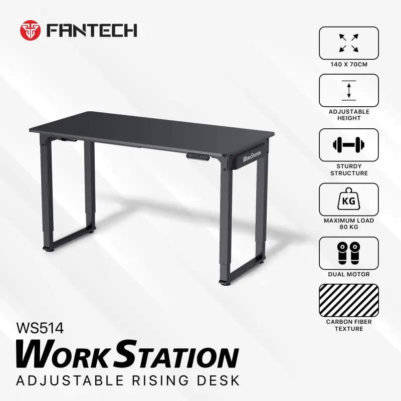 Fantech WS514 Work Station, Dual Electrical Motor, Adjustable Height Desk, Stable Design, load up to 80KG