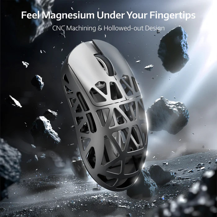 Attack Shark R2 Lightweight Tri-mode Magnesium Alloy 8K Grey Gaming Mouse