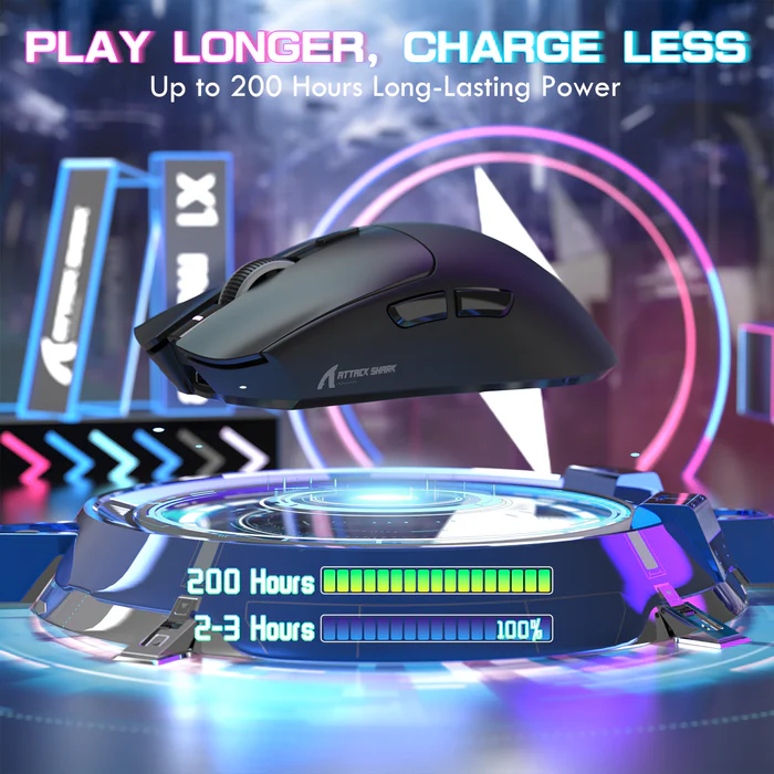 ATTACK SHARK X1 Tri-mode Gaming Mouse With Touchpad RGB Charging Dock PAW3395PRO Sensor