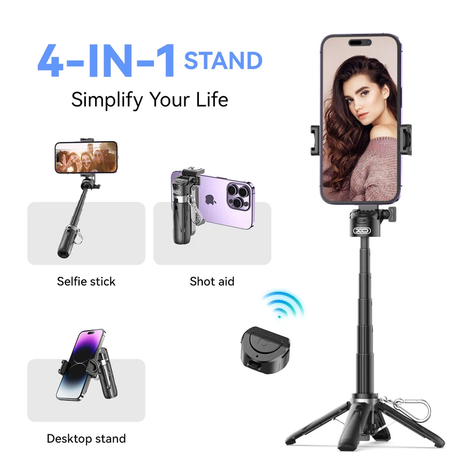 XO Selfie Stick Phone Tripod Stand with Bluetooth Remote for iPhone|Android