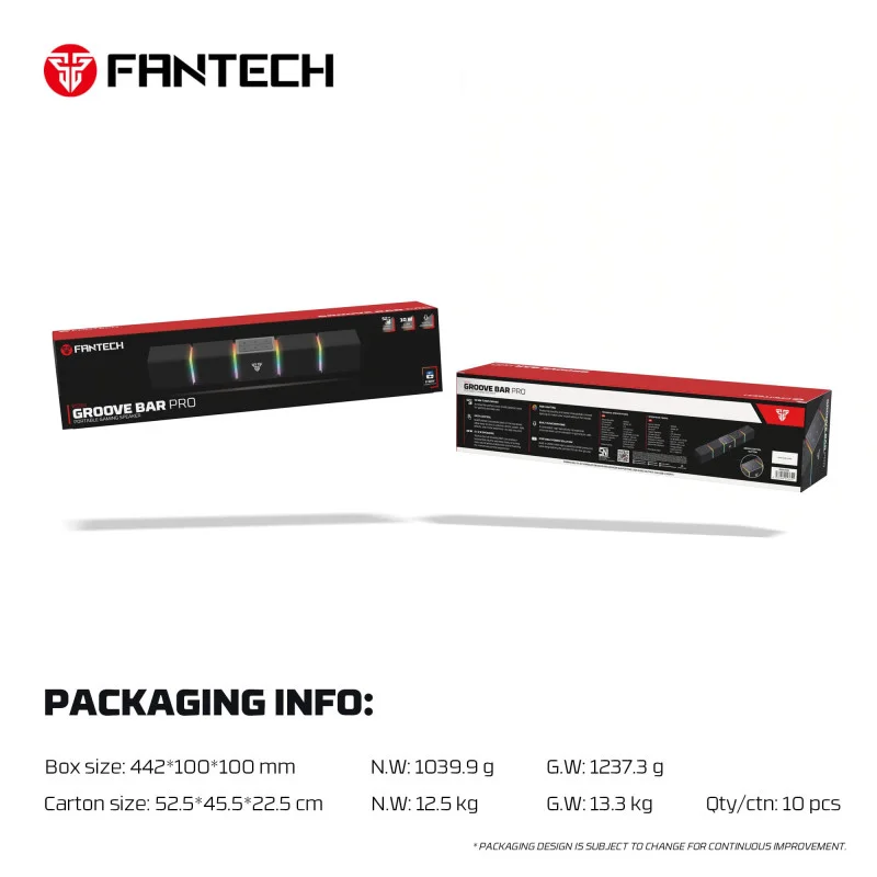 FANTECH BS163 GROOVE BAR PRO (Wired & Bluetooth) RGB Gaming Speaker, 10W + Built-in Microphone