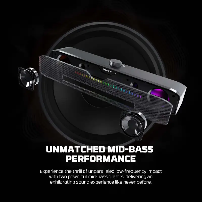 Fantech GS303 GROOVE BAR Dual Mode (Wired & Bluetooth) RGB Gaming Speaker, 6W 2" tuned Drive