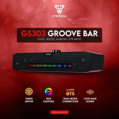 Fantech GS303 GROOVE BAR Dual Mode (Wired & Bluetooth) RGB Gaming Speaker, 6W 2" tuned Drive