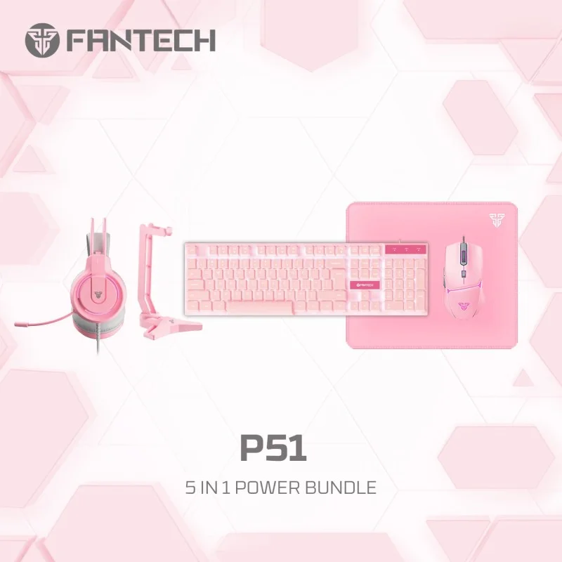 Fantech P51 Gaming Set 5in1: Keyboard + Mouse + Mousepad + Headset + Stand Headset, RGB Lighting, The Essential Gaming Bundle