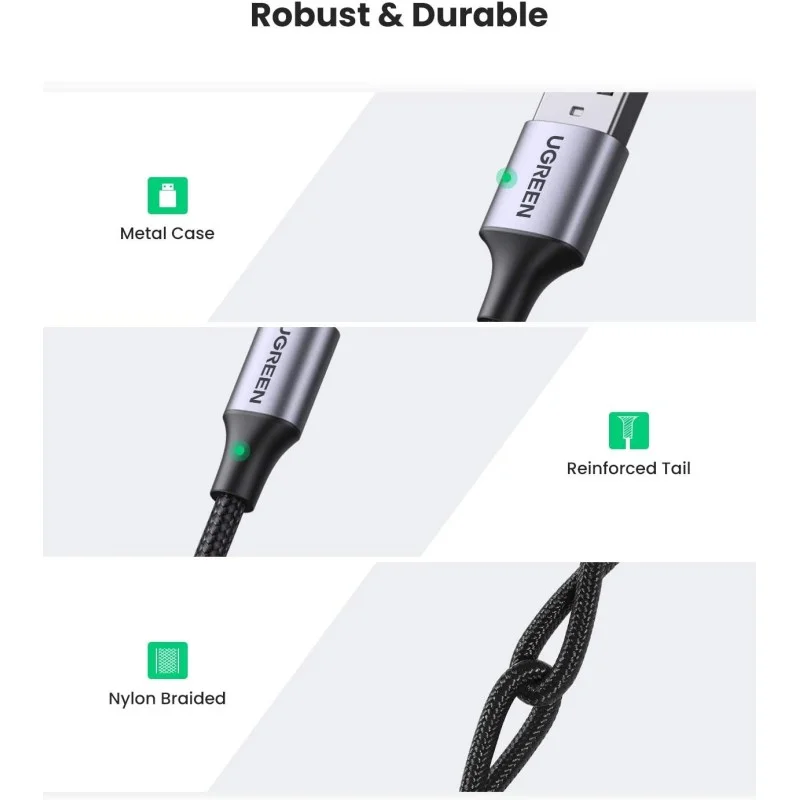 UGREEN USB-A to USB-C Braided Cable, Fast Charge