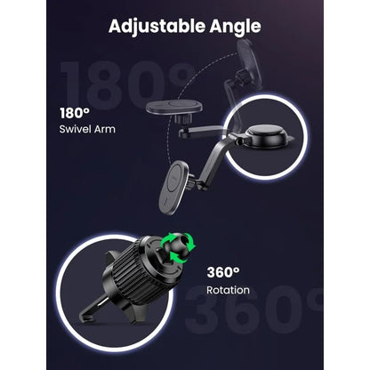 UGREEN 2-in-1 Magnetic Wireless Car Charger – 15W Fast Charging, Dashboard & Air Vent Mount