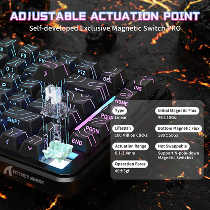 Attack Shark X82PRO HE Three-mode Magnetic Axis Gaming Keyboard Black Wireless