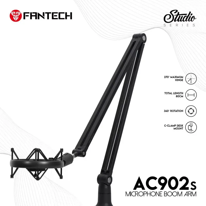 Fantech AC902s Studio Microphone Arm – 80cm Adjustable Stand with Desk Clamp