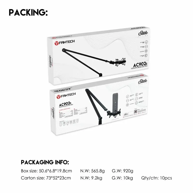 Fantech AC902s Studio Microphone Arm – 80cm Adjustable Stand with Desk Clamp