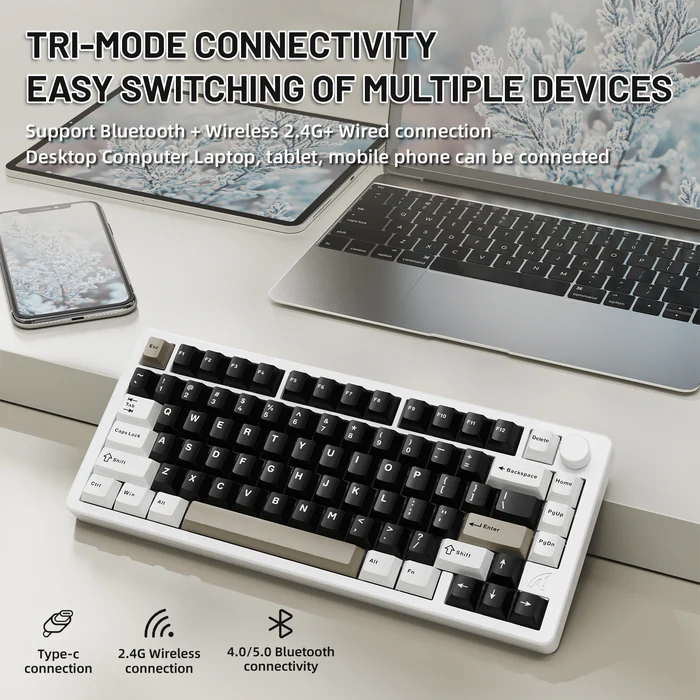 Attack Shark X86 Full Aluminum 80% Wireless Gasket Mechanical Keyboard Milk white