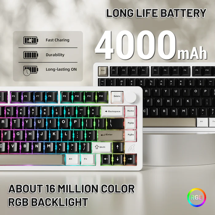 Attack Shark X86 Full Aluminum 80% Wireless Gasket Mechanical Keyboard Milk white