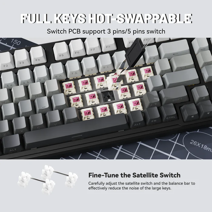 Attack Shark X98 Full-size Tri-mode Gasket-mounted Wireless Mechanical Keyboard Gradient Black