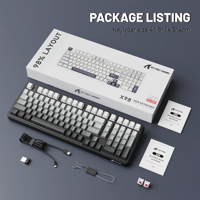 Attack Shark X98 Full-size Tri-mode Gasket-mounted Wireless Mechanical Keyboard Gradient Black