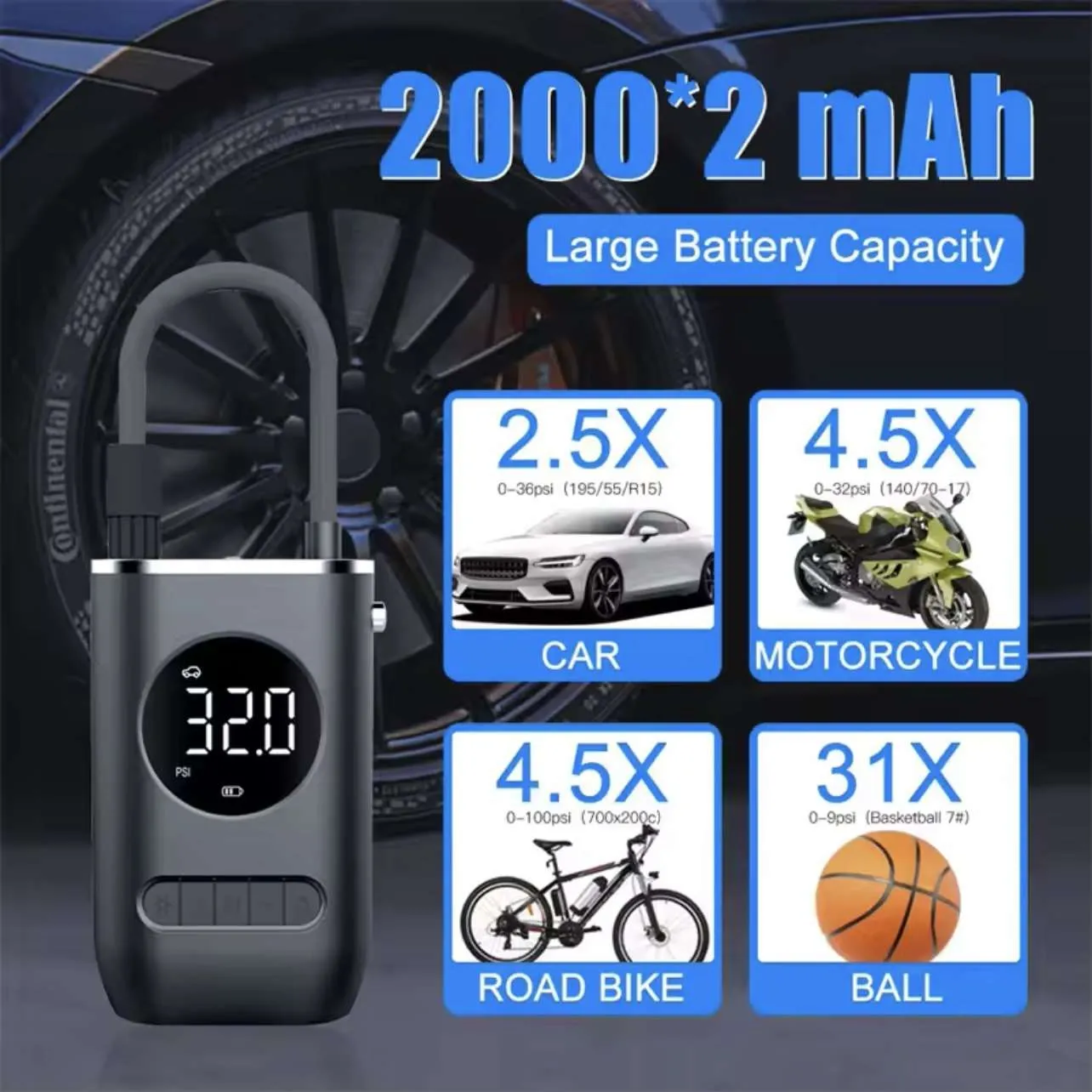 Digital Tire Pump 150PSI Air Compressor