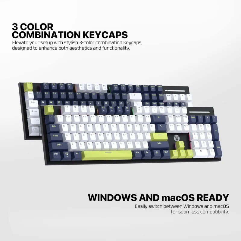 Fantech MORI Edition MK878S - ATOM104S, Pro Wired Mechanical Keyboard with RGB Lighting Blue