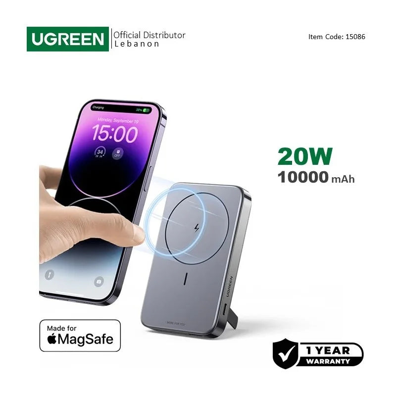 UGREEN Magsafe, Magnetic Wireless Power Bank, 20W PD, Dual Ports, 10000 mAh, Fast Charging for Phones, Tablets