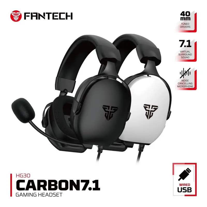 Fantech HG30 CARBON USB 7.1 Virtual surround sound Gaming Headset, Crystal-clear & Powerful Sound