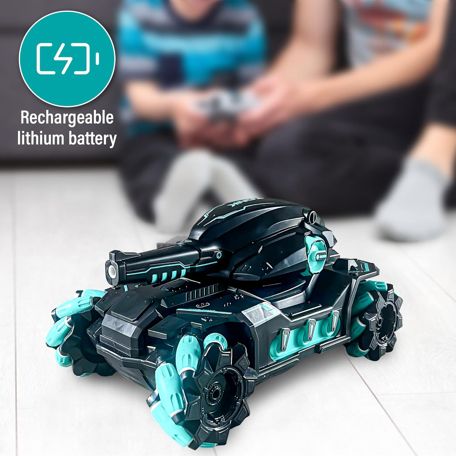 Remote Control Tank Car for Boys and Girls with 360° Water Bomb Marbles Shooting Cannon, High Speed All-Terrain Off-Road 4WD, and Stunt Functions