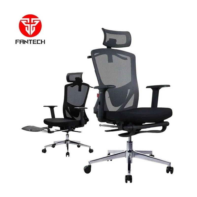 Fantech OC-A259s: Ultimate Comfort & Heavy-Duty Chair with Lumbar Support, Retractable Leg Rest, Metal Base, 2D Armrest