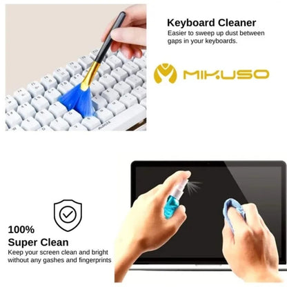 3-in-1 Multipurpose Laptop Cleaning Kit Microfiber, Brush Cleaner Set for Keyboard PC Screen Phone