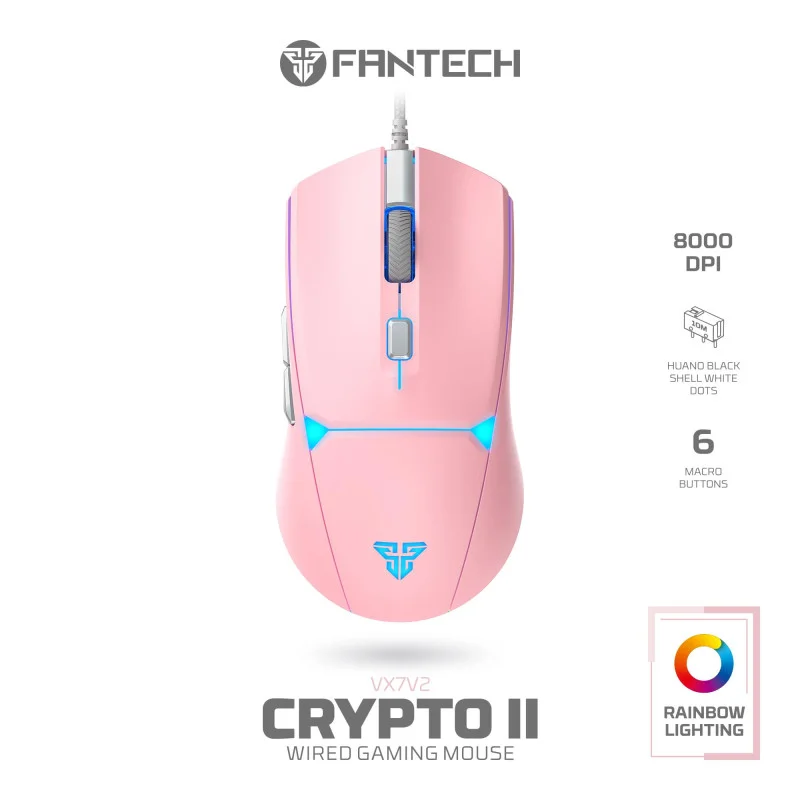Fantech VX7 CRYPTO, Advanced Sensor 8000DPI, RGB Lighting, Wired Gaming Mouse
