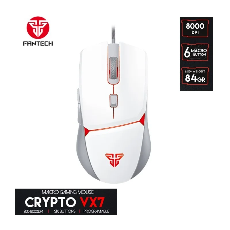 Fantech VX7 CRYPTO, Advanced Sensor 8000DPI, RGB Lighting, Wired Gaming Mouse