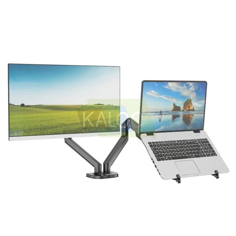 Kaloc DS200 H2 Adjustable Dual Arm, Gas Spring Technology, Fits Screens 17 to 30 Inches and Laptops up to 17.3inch